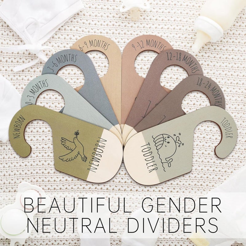 ITDYB Baby Closet Dividers for Clothes Organizer - Set of 8 Wooden Double-Sided Baby Clothes Size Dividers form Newborn to Toddler for Daily Gender-Neutral Baby Nursery Decor - Image 5